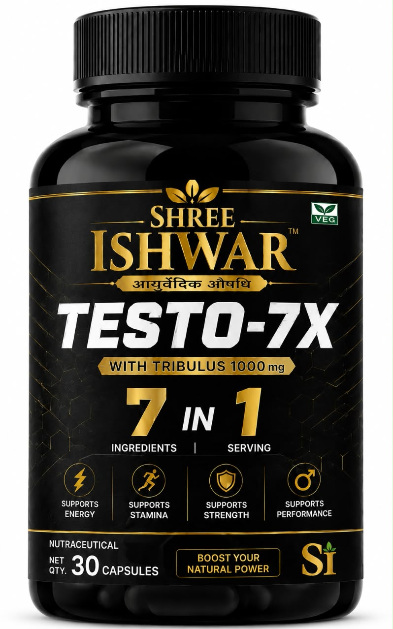 Shree Ishwar TESTO-7X Herbal Supplement – 30 Capsules
